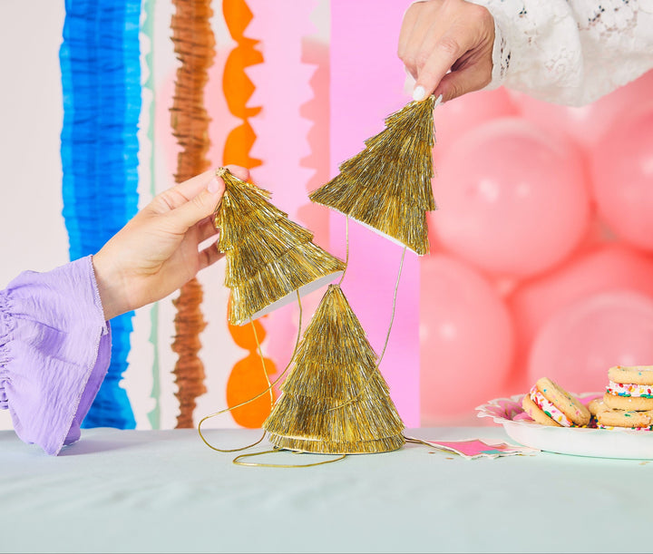 Golden Girl Mini Gold Fringe Party Hats (4 ct)