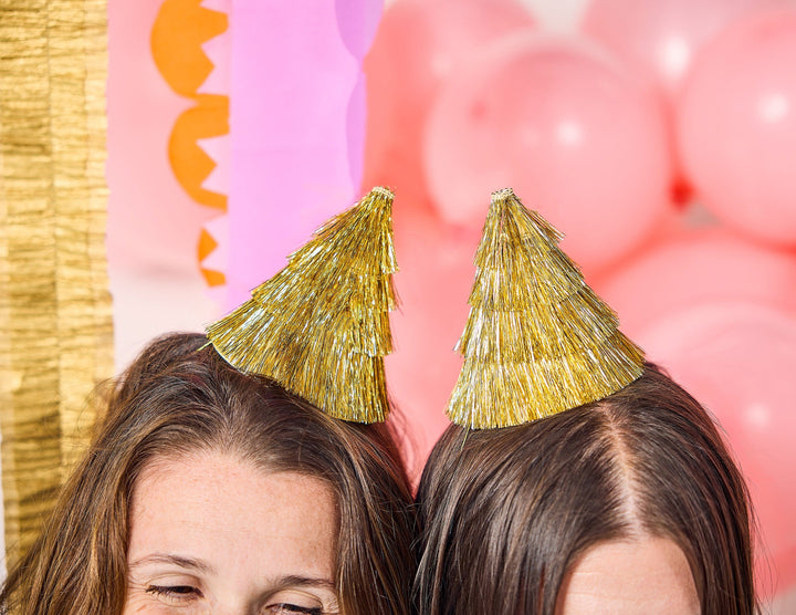 Golden Girl Mini Gold Fringe Party Hats (4 ct)