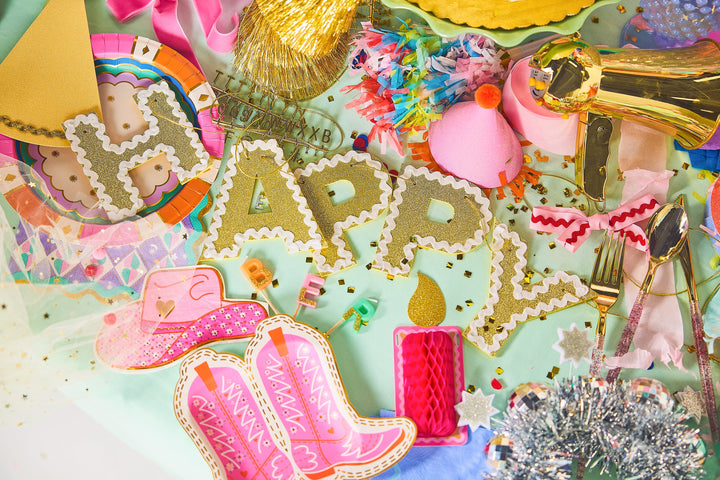 Happy Birthday Gold Reusable Banner