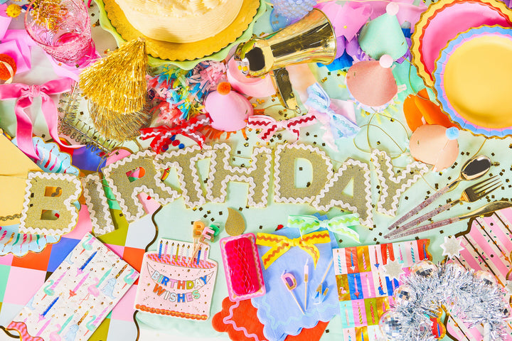 Happy Birthday Gold Reusable Banner