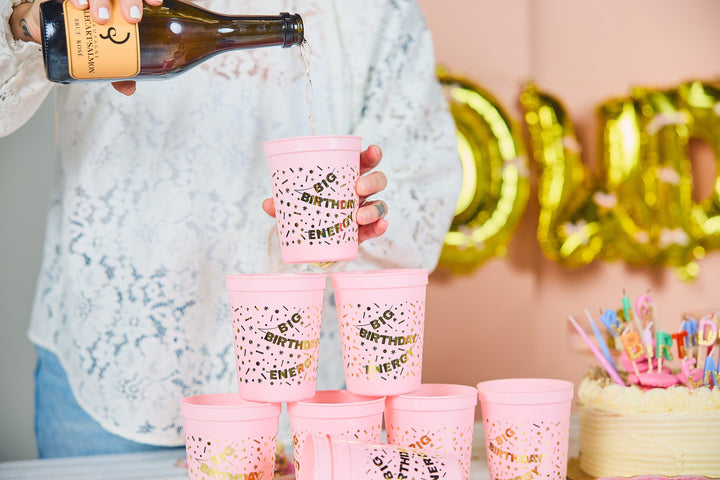 Big Birthday Energy Reusable Cups Set (8 ct)