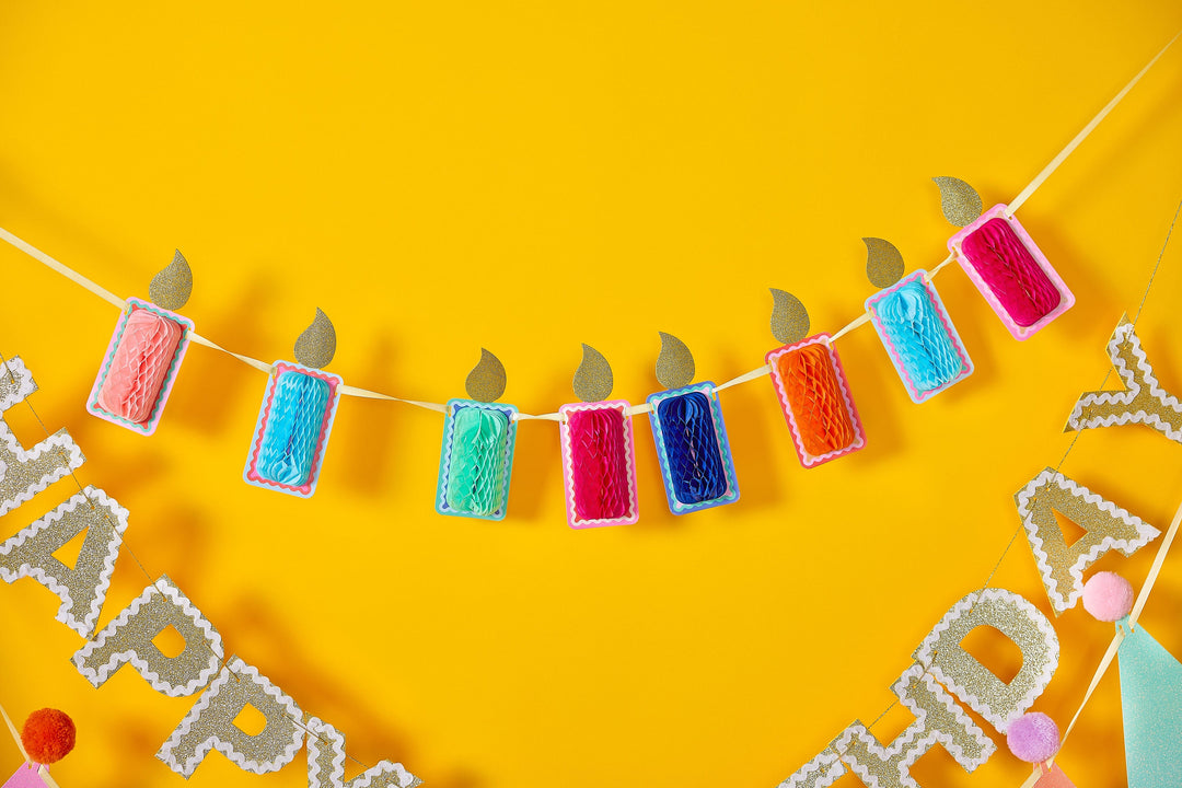 Make A Wish Honeycomb Birthday Candle Banner