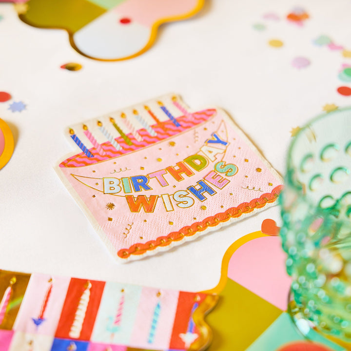 Birthday Wishes Diecut Cake Napkins (20 ct)