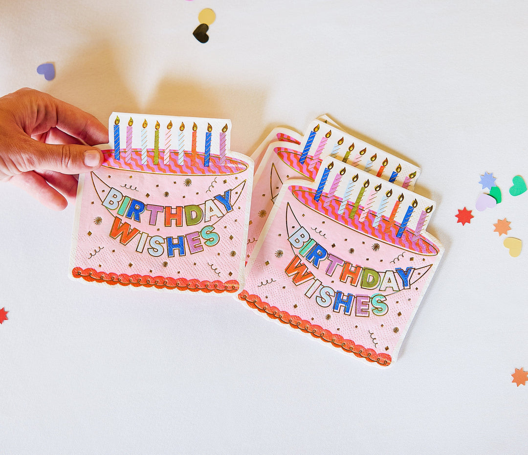 Birthday Wishes Diecut Cake Napkins (20 ct)