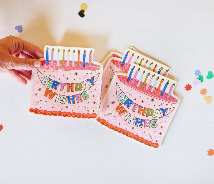 Birthday Wishes Diecut Cake Napkins (20 ct)