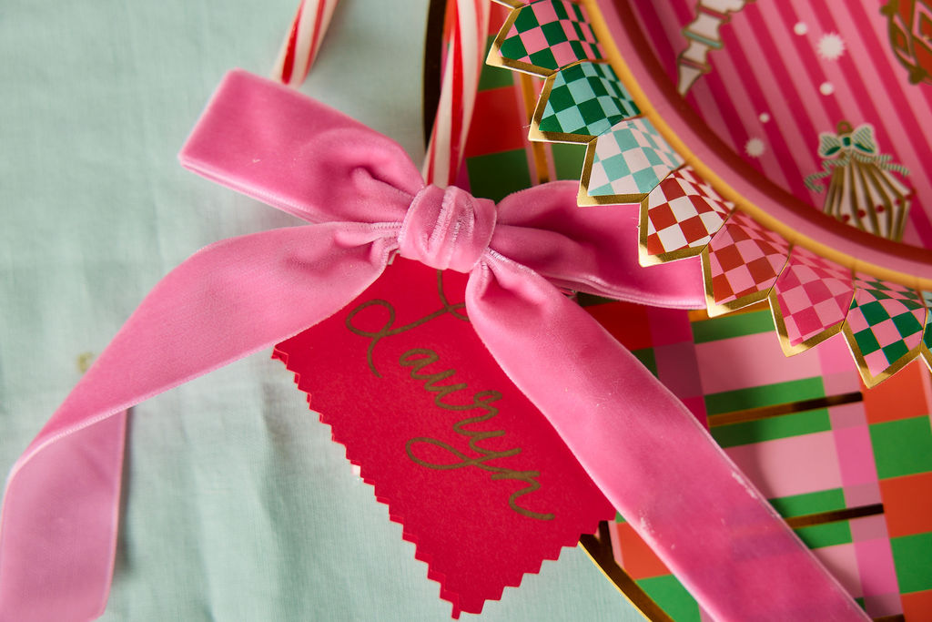 Pink &amp; Red Velvet Clip-on Bow Set (5 count)