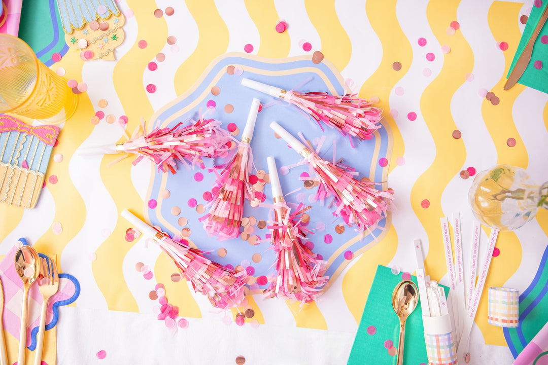 Pop of Pink Confetti Party Blowers (6 ct)