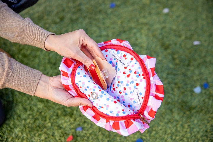 Picnic Perfect Gingham Ruffled Clutch