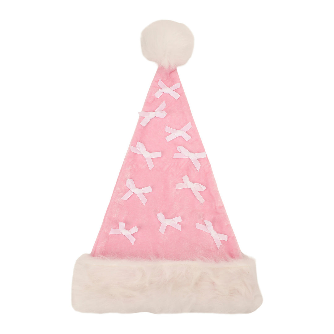 Pink Velvet &amp; Bows Santa Hat