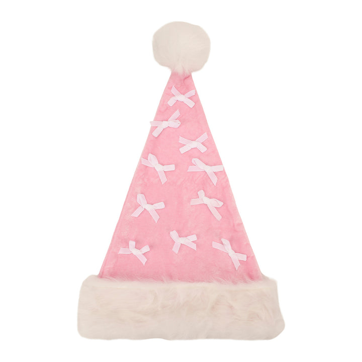 Pink Velvet &amp; Bows Santa Hat