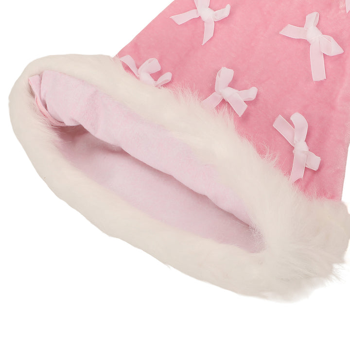 Pink Velvet &amp; Bows Santa Hat