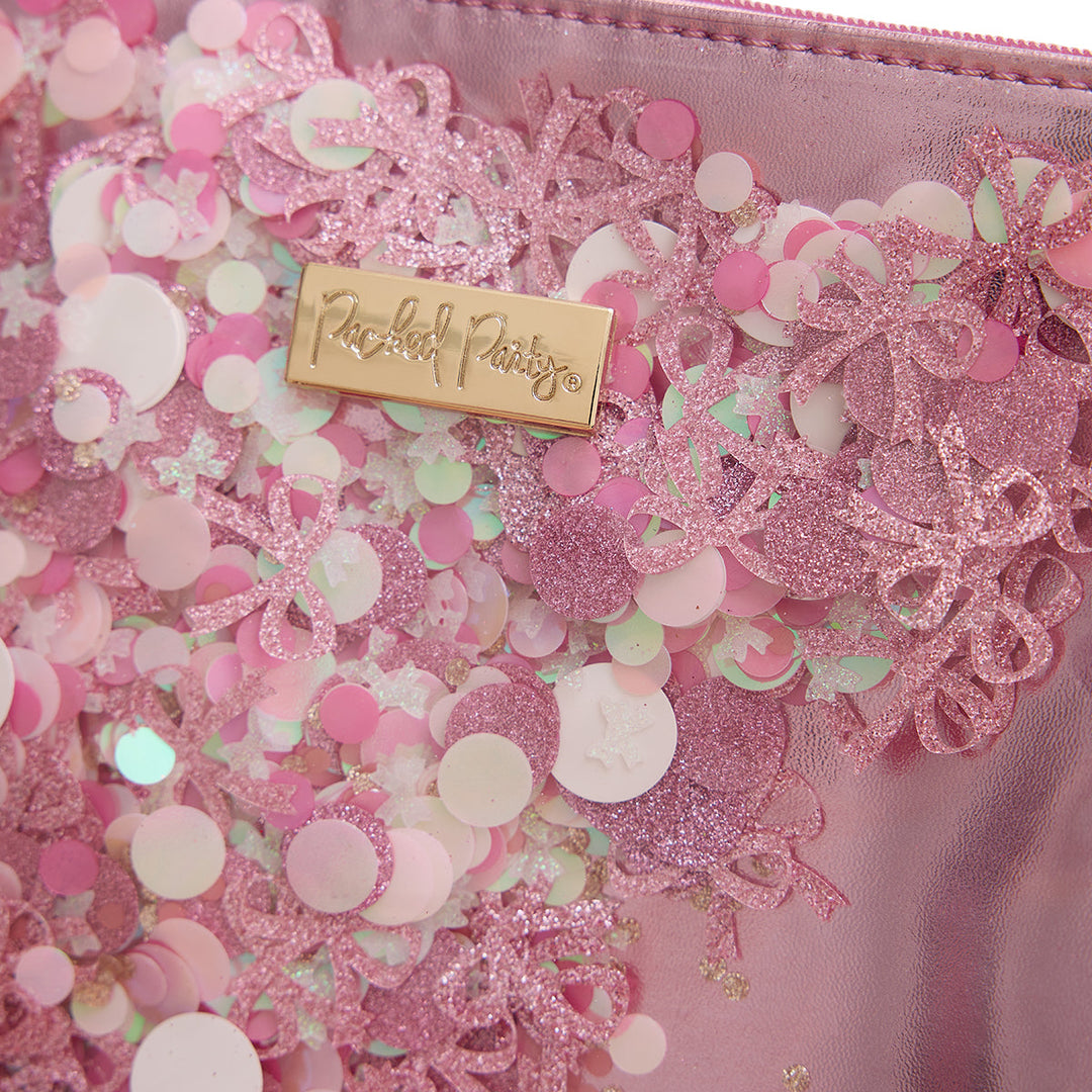 Pink Bow Confetti Everything Pouch