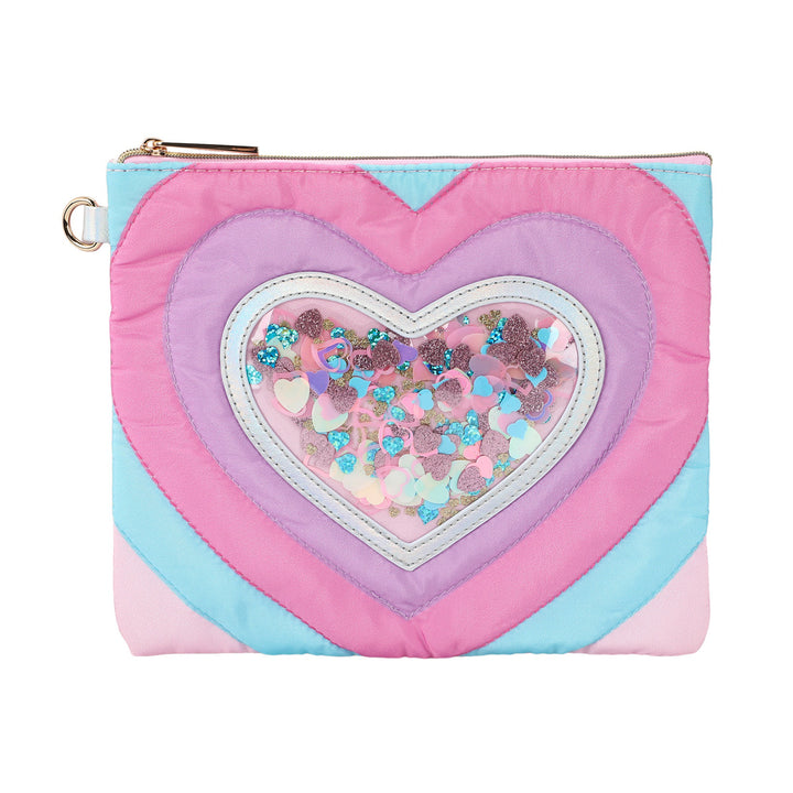 "Taylor" Quilted Hearts Confetti Pencil Pouch