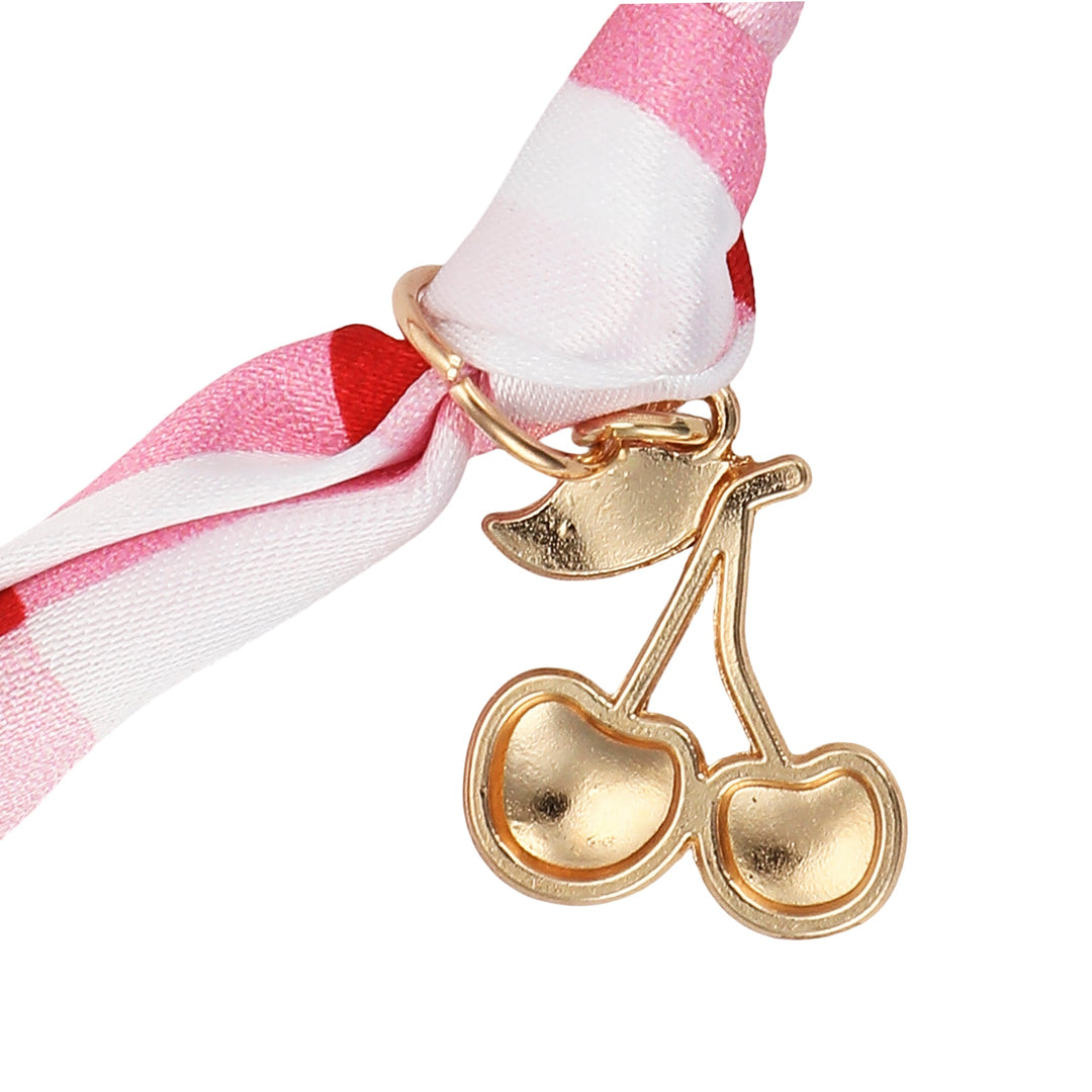 All-American Gingham Satin Scarf Charm Necklace