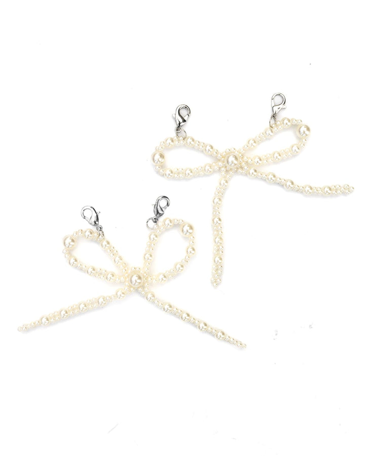 Shoe Charm Set  - White Pearl Bows