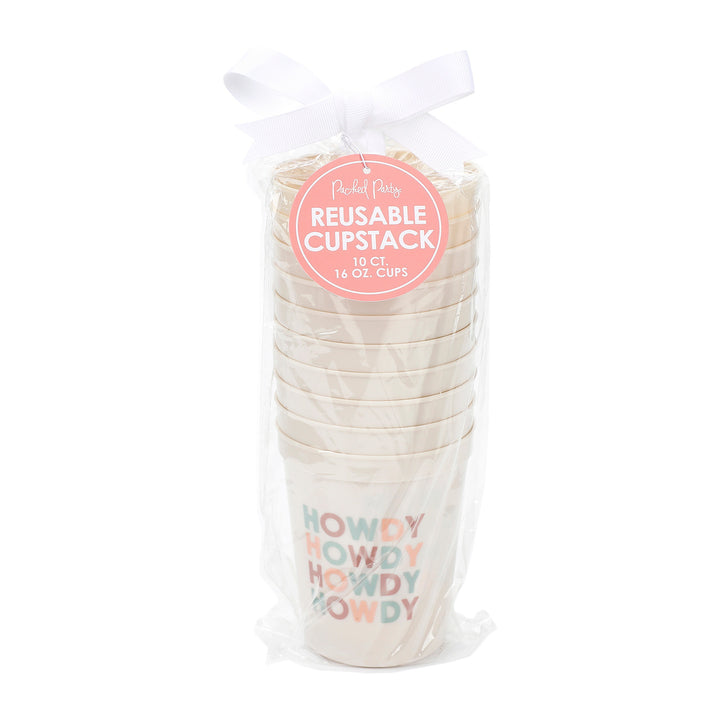 Packed Party Howdy Howdy Howdy Western Party Cups Set of 10 - Colorful Durable Plastic Cups for Western, Bachelorette, and Cowboy Parties