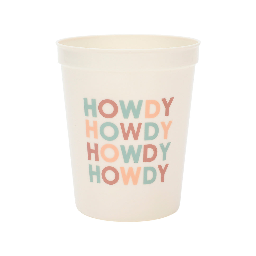 Packed Party Howdy Howdy Howdy Western Party Cups Set of 10 - Colorful Durable Plastic Cups for Western, Bachelorette, and Cowboy Parties
