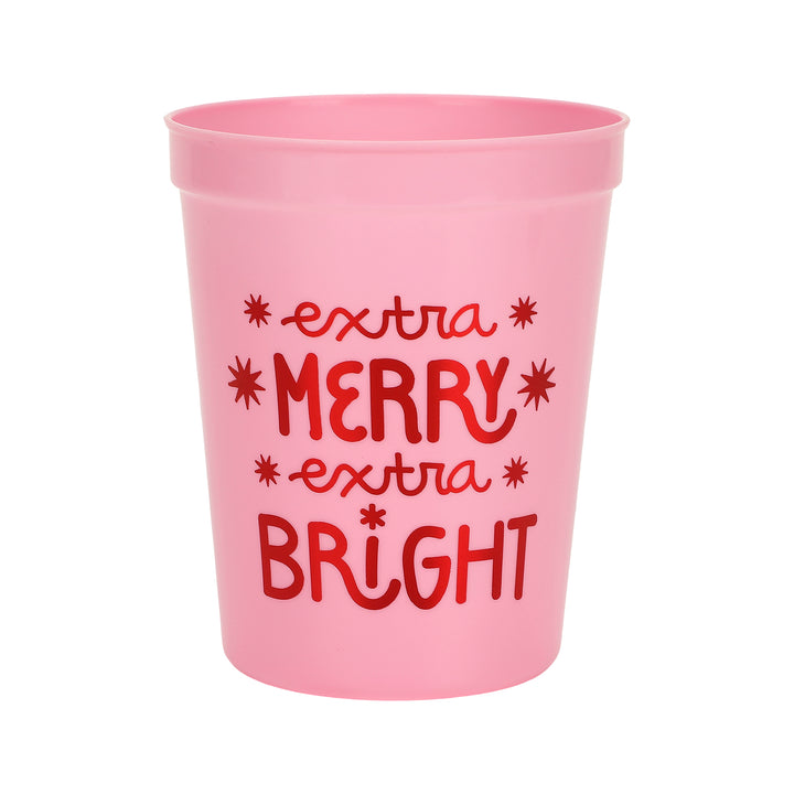 Extra Merry &amp; Bright Reusable Holiday Party Cups (set of 8)