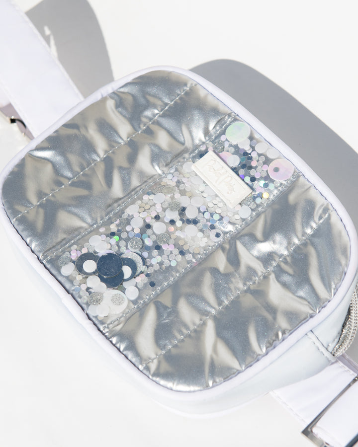 Metallic Confetti Puffer Belt Bag