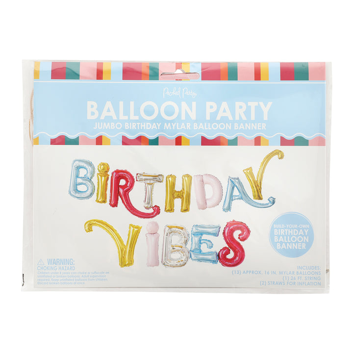 Packed Party Birthday Vibes Mylar Balloon Banner