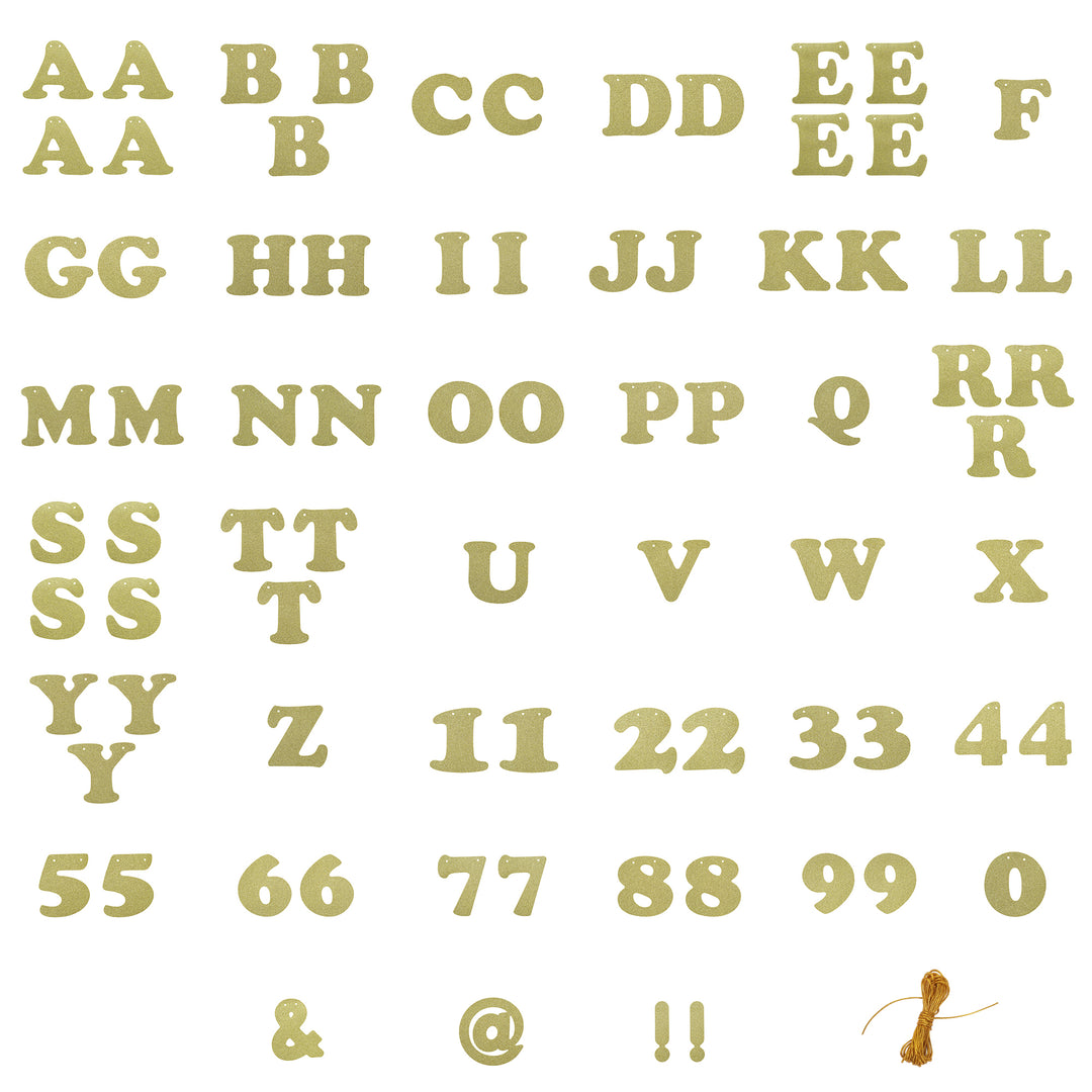 Packed Party Customizable Letter Garland Comes with 78 Interchangeable Gold Glitter Letters and Numbers