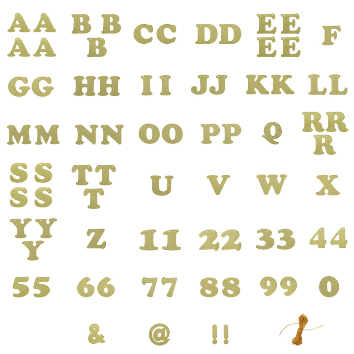 Packed Party Customizable Letter Garland Comes with 78 Interchangeable Gold Glitter Letters and Numbers