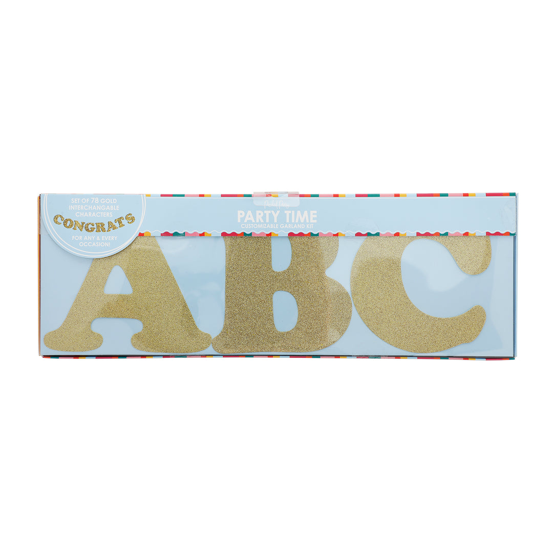 Packed Party Customizable Letter Garland Comes with 78 Interchangeable Gold Glitter Letters and Numbers