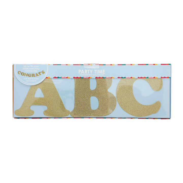 Packed Party Customizable Letter Garland Comes with 78 Interchangeable Gold Glitter Letters and Numbers