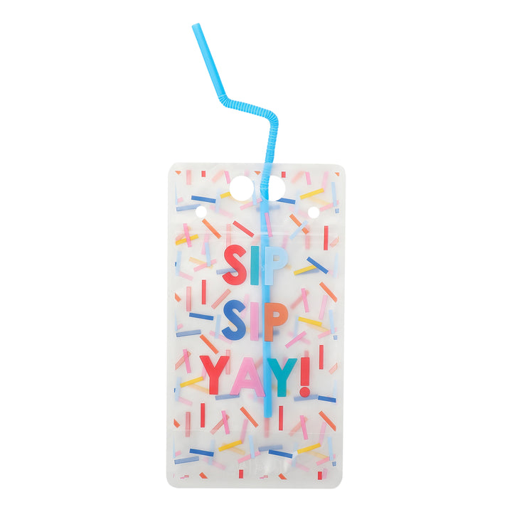 Packed Party Sip Sip Yay 4-Count Reusable Drink Pouches with Straws