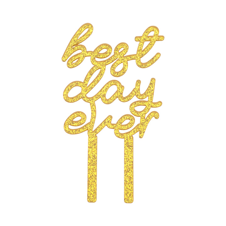 Packed Party Best Day Ever Gold Confetti-filled 4.8" Cake Topper