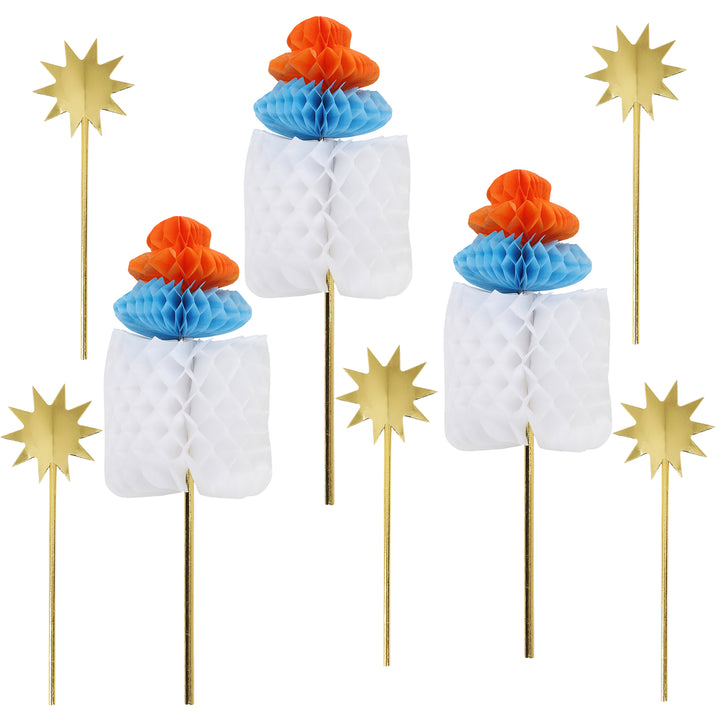 Packed Party Pink Baby Bottles &amp; Sunbursts 8-Count Cake Toppers