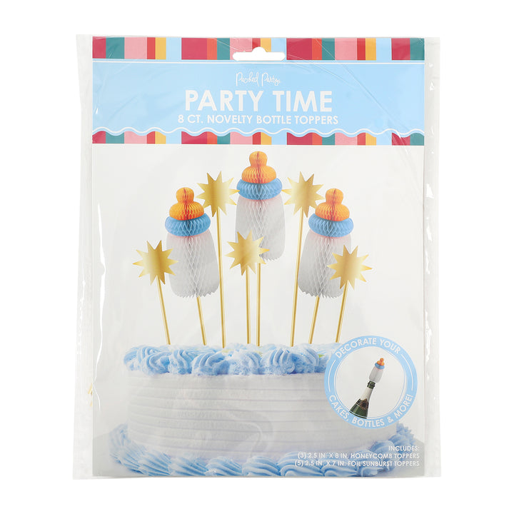 Packed Party Pink Baby Bottles &amp; Sunbursts 8-Count Cake Toppers
