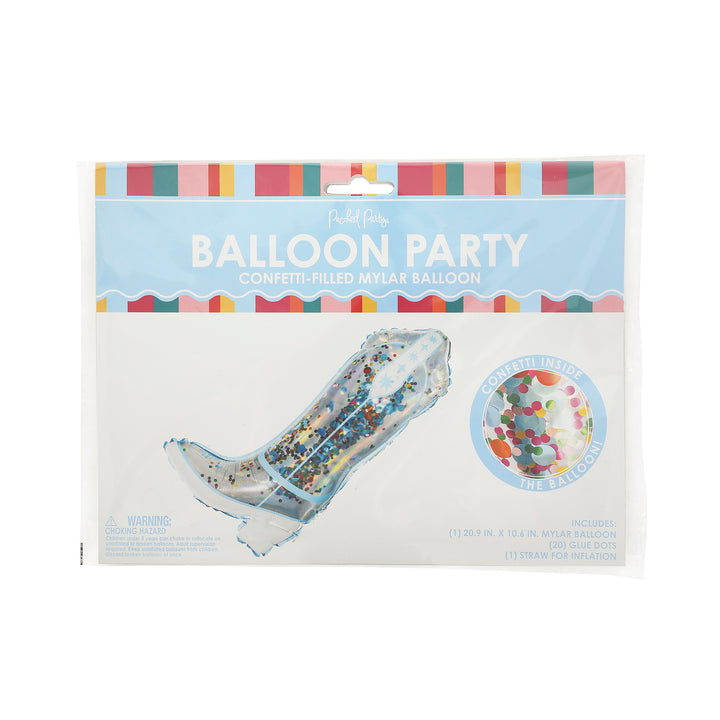 Packed Party Cowboy Boot Confetti-Filled Mylar Balloon