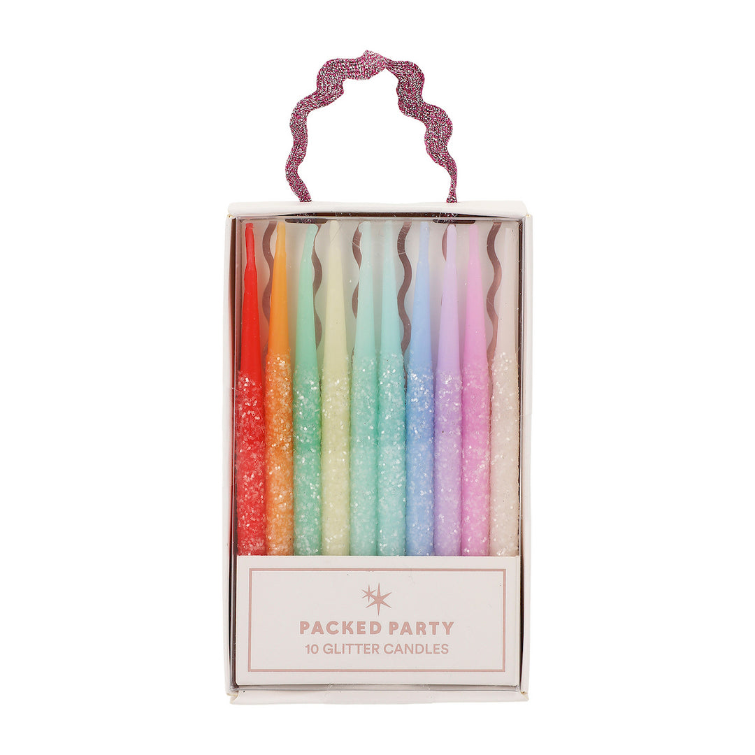 Glitter Wishes Rainbow Birthday Candle Set (10 ct)