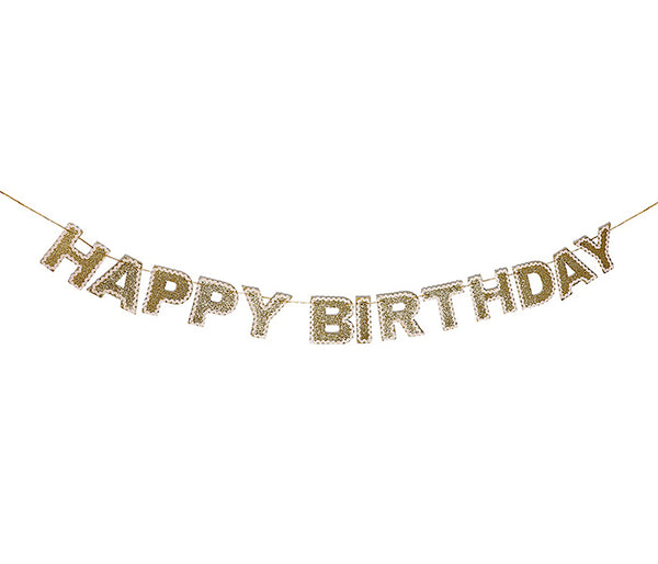 Happy Birthday Gold Reusable Banner