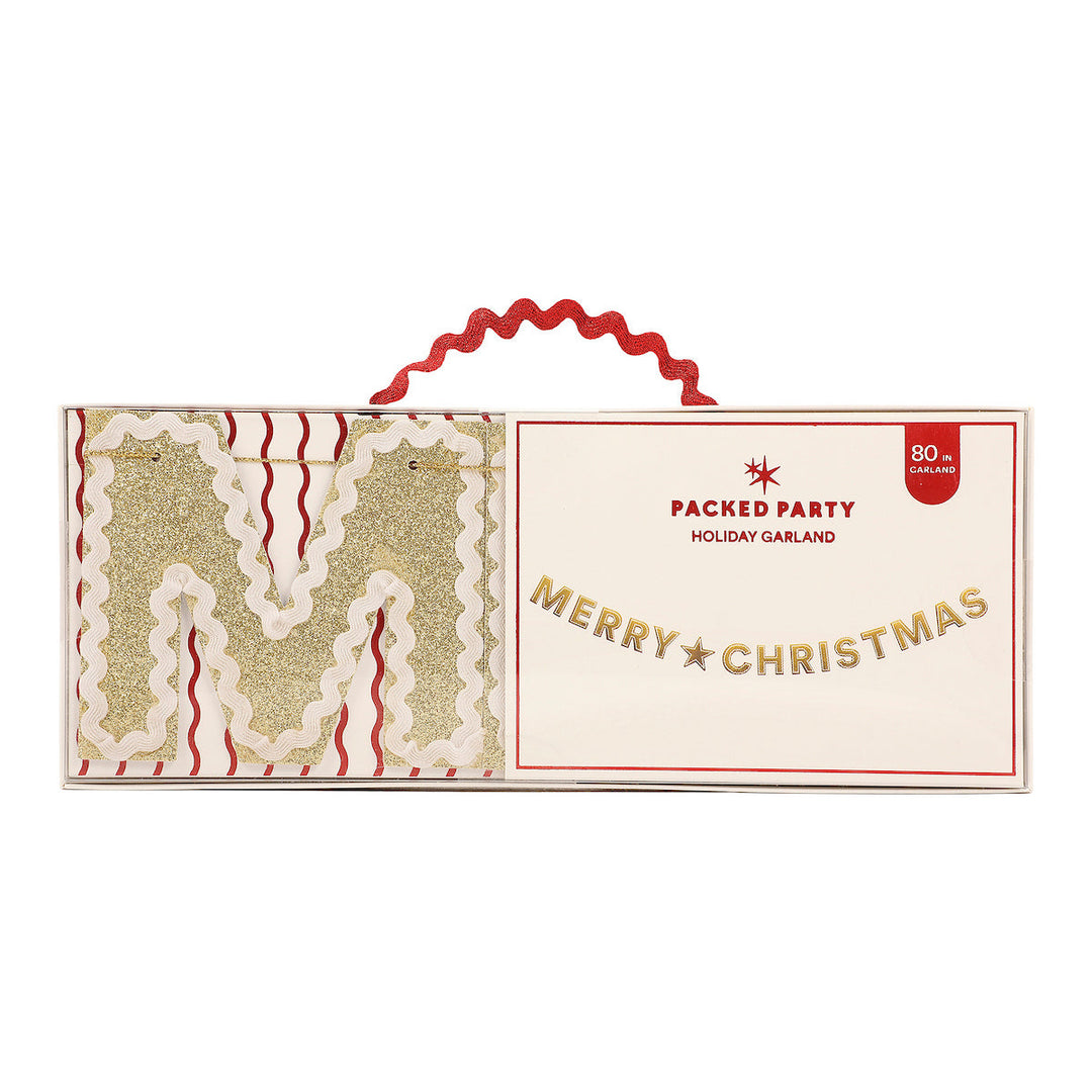 Merry Christmas Gold Shimmer Banner (Reusable Garland)