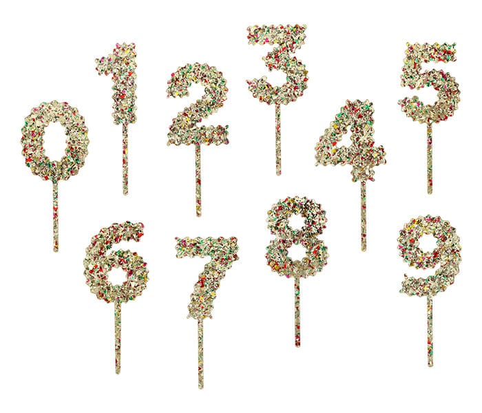 Confetti Time Number Cake Toppers - 2