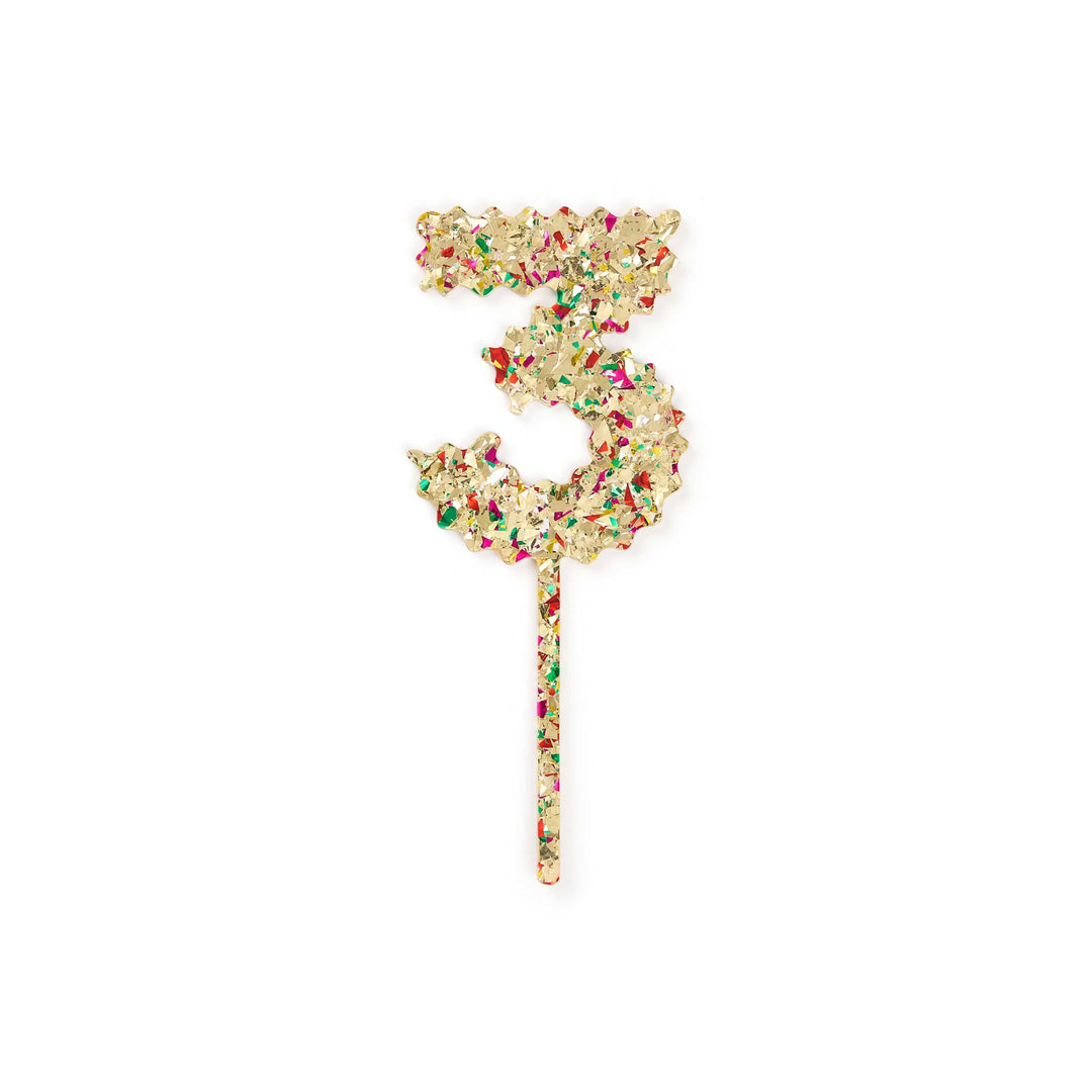 Confetti Time Number Cake Toppers - 3