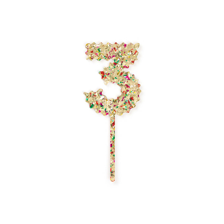 Confetti Time Number Cake Toppers - 3