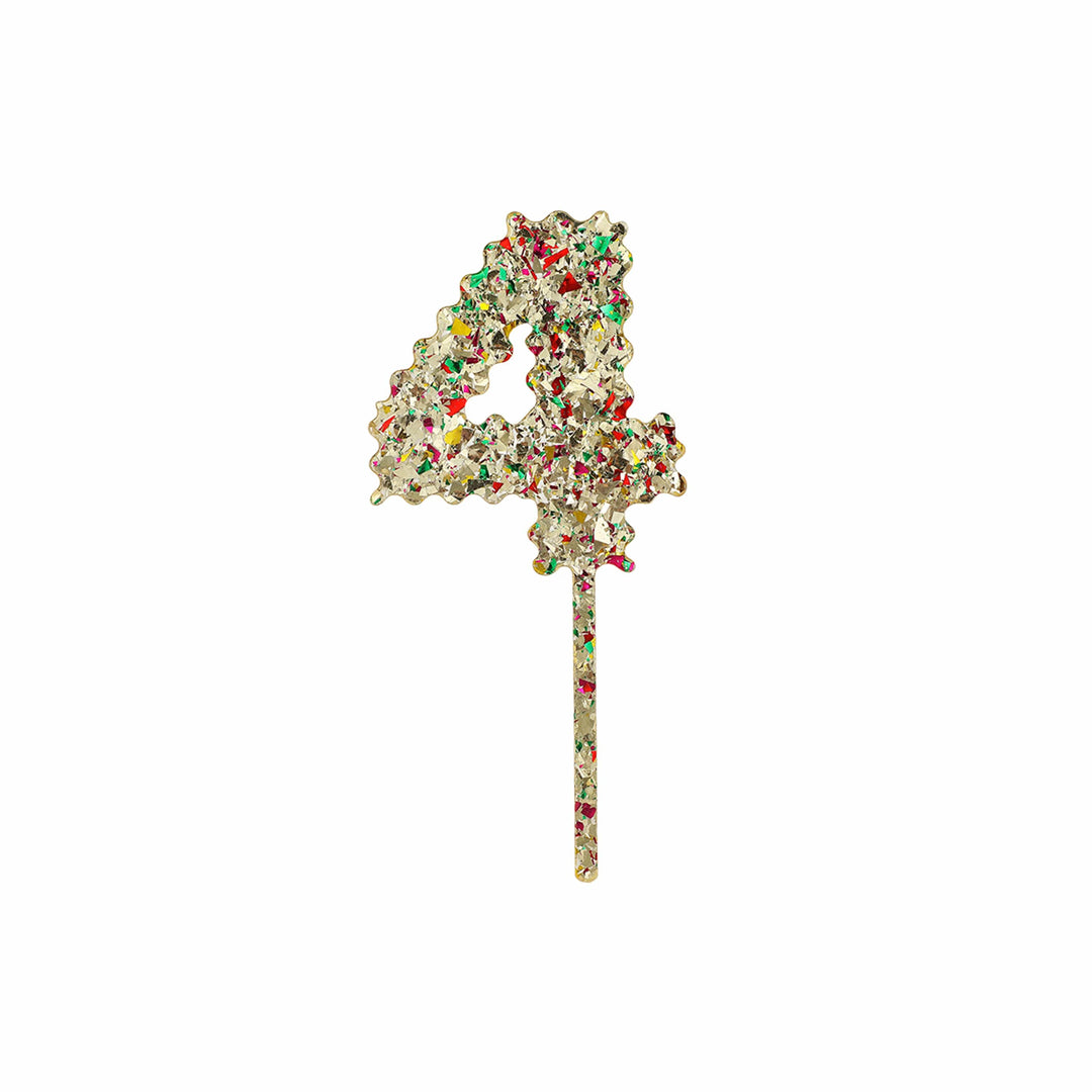 Confetti Time Number Cake Toppers - 4