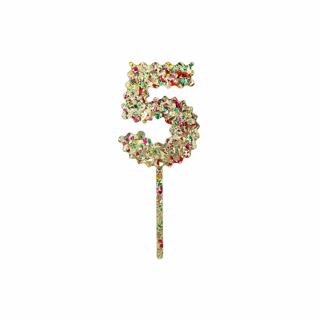 Confetti Time Number Cake Toppers - 5