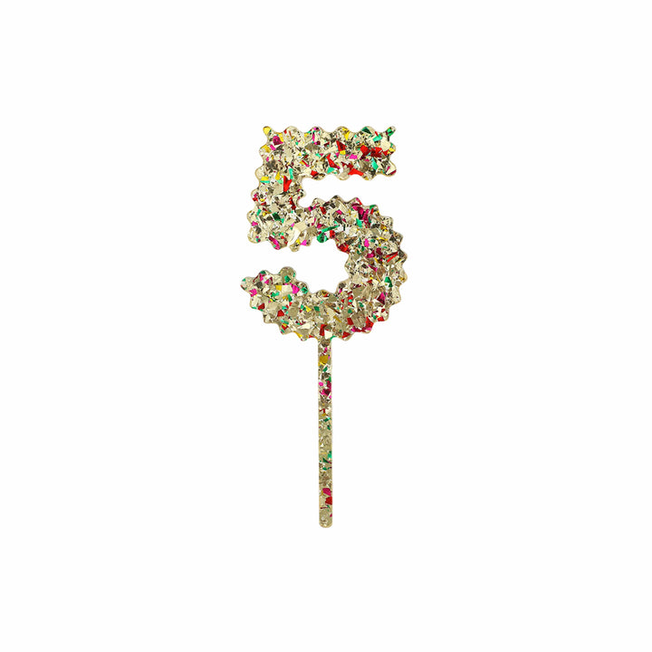Confetti Time Number Cake Toppers - 5