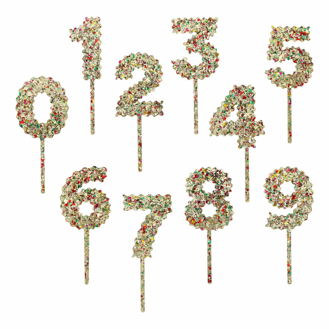 Confetti Time Number Cake Toppers - 9