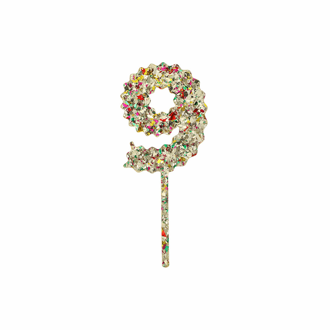 Confetti Time Number Cake Toppers - 9