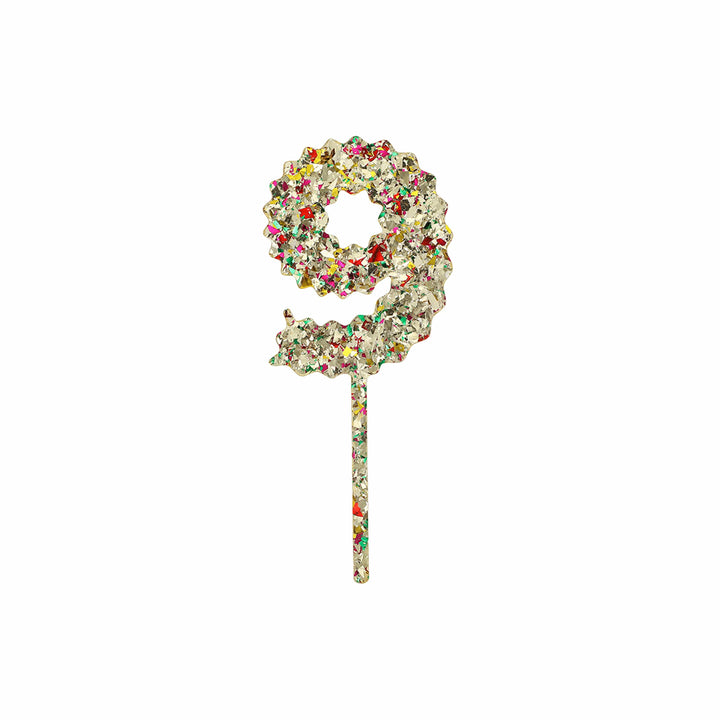 Confetti Time Number Cake Toppers - 9