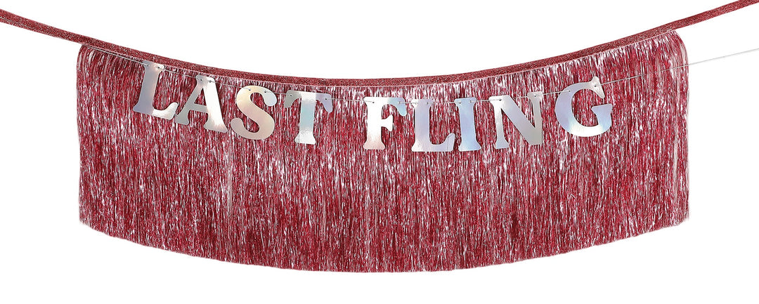 Packed Party Last Fling Before The Ring Metallic Letter Pink Fringe Shiny Garland for Bachelorette Parties and Wedding Showers