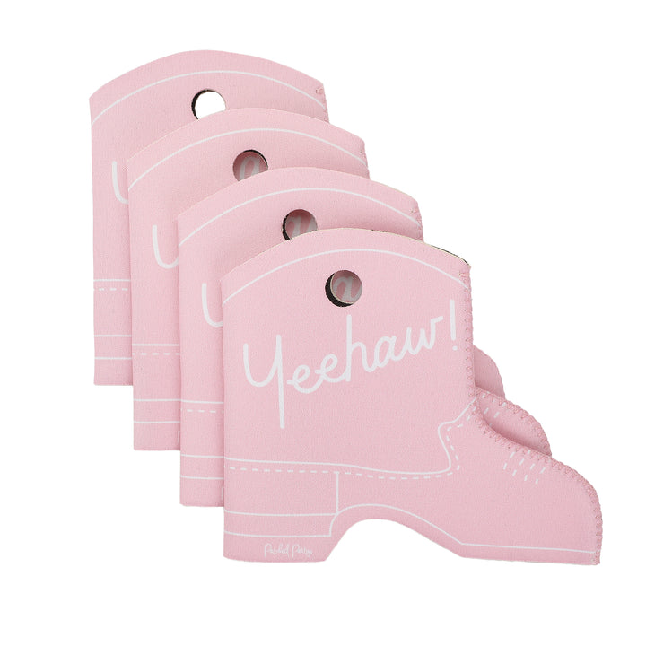 Packed Party Yeehaw Cowboy Boot Can Coolers Set of 4 - Insulated Neoprene Boot-Shaped Drink for Standard 12 oz Cans, Western and Bachelorette Parties