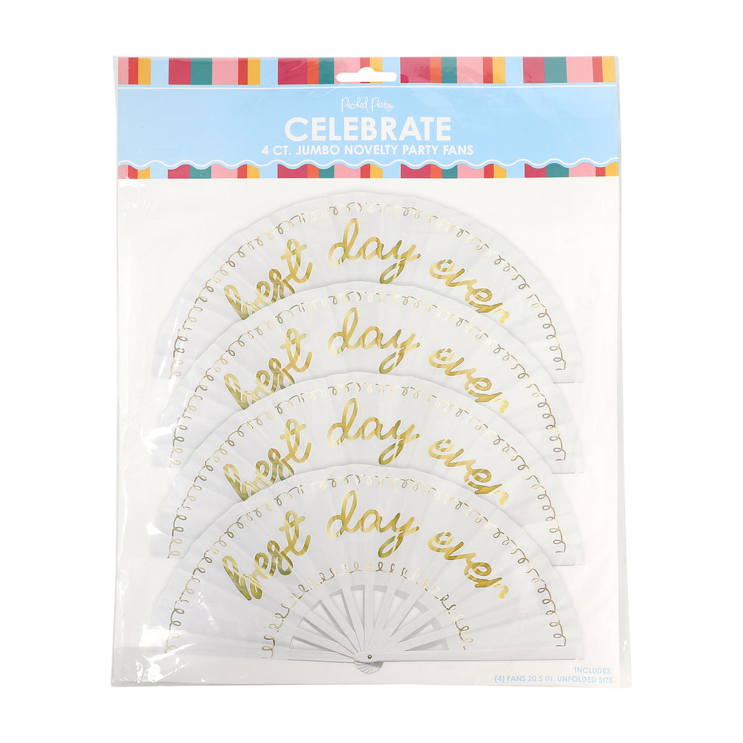 Packed Party Best Day Ever 4-Pack Novelty Jumbo Bridal Fans
