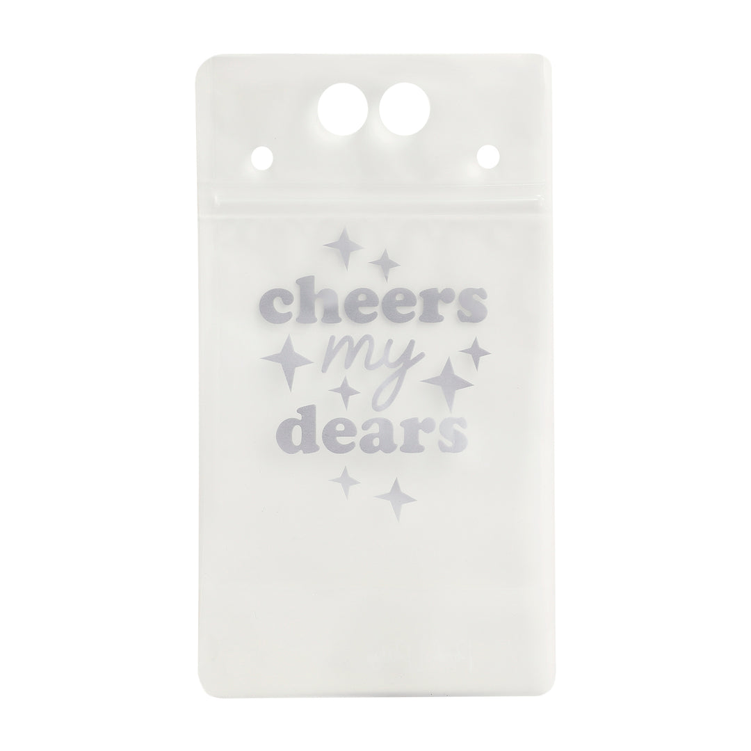 Packed Party Cheers My Dears 4-Pack Reusable Drink Pouch and Straw Set