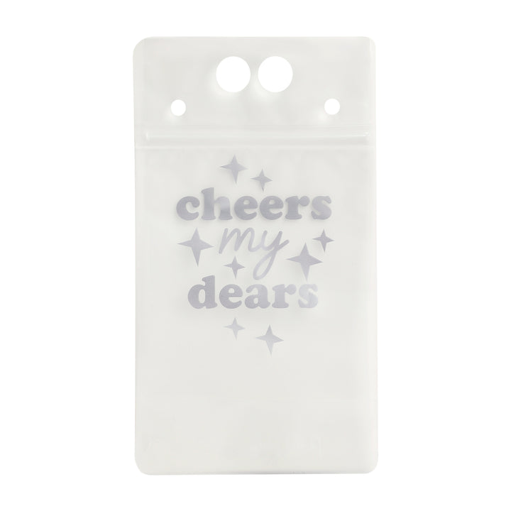 Packed Party Cheers My Dears 4-Pack Reusable Drink Pouch and Straw Set